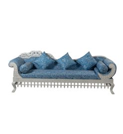 White Washed Peacock Carving Daybed