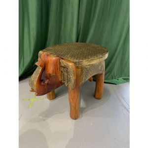 15 Inch Wooden Elephant Stool (Honey)