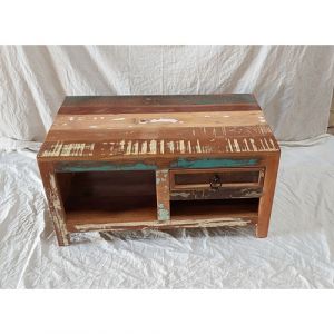 Reclaimed Wood Coffee Table with Drawer and Shelf