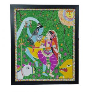 Madhubani Painting Shiva and Parvati Dancing