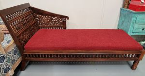 Red Hand Carved Daybed