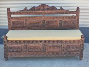 Hand Carved Wooden Bench 