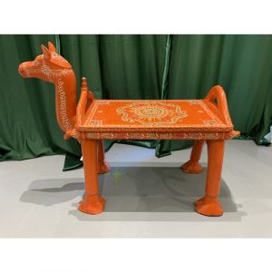 Orange Wooden Camel Bench