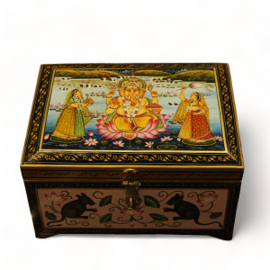 Wooden Laxmi Ganesh Painted Box (Small)