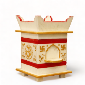 Marble Red Painted Tulsi Pot