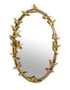 Butterfly Oval Shaped Gold Wall Mirror