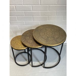 Round Fitted Nesting Table (Set of 3)-Metal Fitted