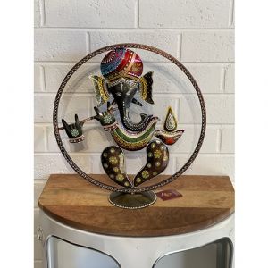Round Iron Ganesha Table Decor