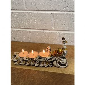 Resin Peacock Candle Holder (White)