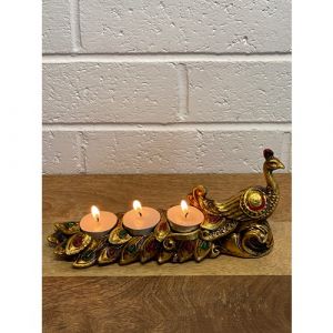 Resin Peacock Candle Holder (Gold)