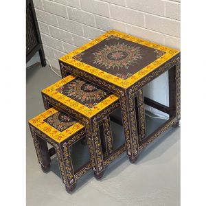 Hand-Painted Nesting Tables (Brown, Set of 3)