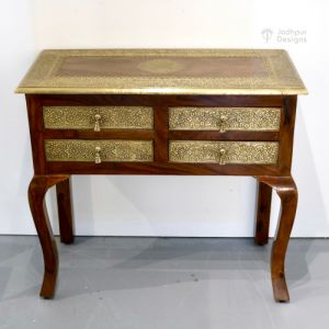 Brass Fitted 4 Drawer Console Table
