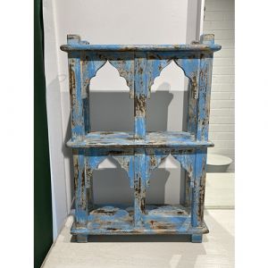 Antique Blue Wooden Temple Design Small Rack