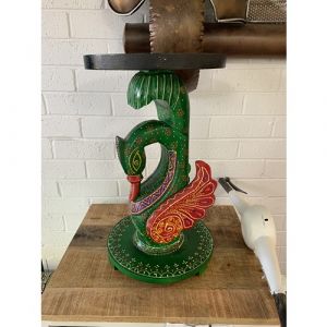 Colourful Green Hand-Painted Swan Side Table