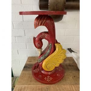 Colourful Red Hand-Painted Swan Side Table