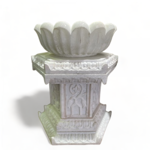 Marble Tulsi Pot with Flower (16")