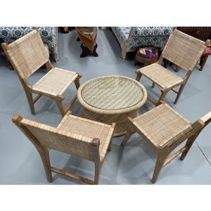 Cane Table and Chair Set