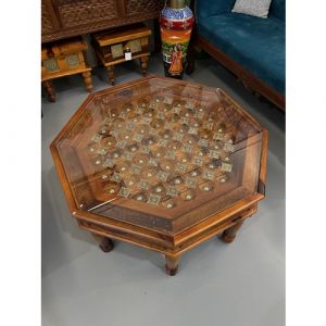 Wooden Octagonal Bagura Table (Honey)