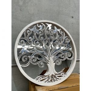 Wood Round Tree of Life Mirror