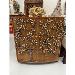 Iron and Wood Tree Cabinet