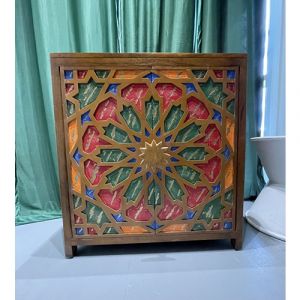 Wood Multicolour Cutout Cabinet