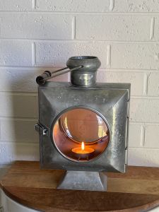 Silver Square Lantern with Glass