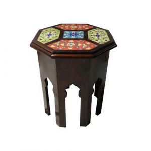 Wooden Octagon Tile-Fitted Stool (18'' Height)