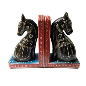 Horse Wooden Book Ends Multicolor (set of 2)