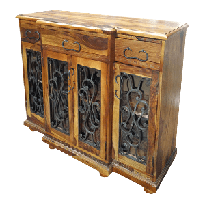 Wooden Iron jali (Grid) console