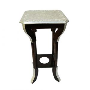 Square Stool Metal Fitted Silver