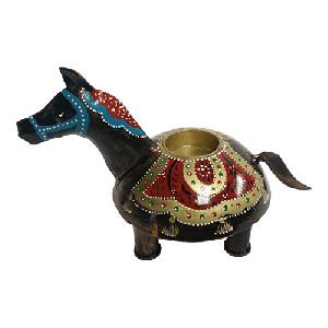Tribal iron painted T light horse