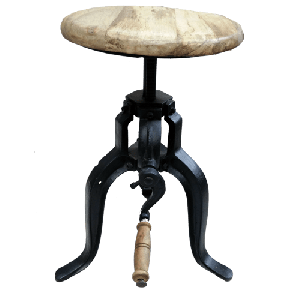Rustic Metal Bar Stool With Wooden Top 