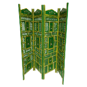Light Green Wooden Traditional Hand Carved Screen