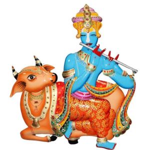 Krishna and Kamdhenu Wall Decor