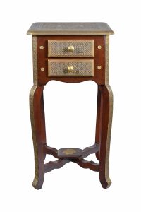 Brass Fitted Wooden Planter with 2 Drawers