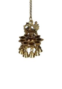 17 inch Brass Peacock Hanging Diya