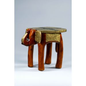 18 Inch Brass Fitted Elephant Stool