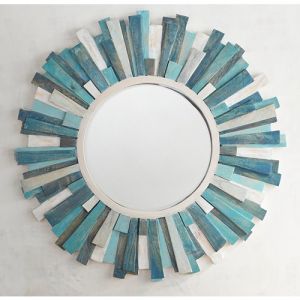 Blue and White Stripe Wall Mirror
