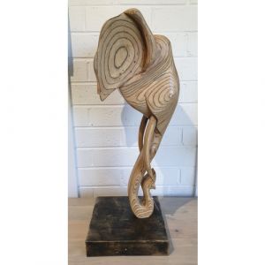 Wooden Elephant Head on Iron Stand