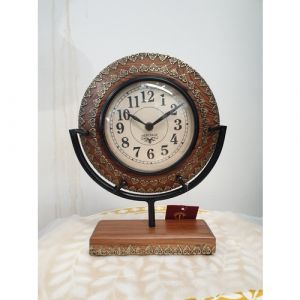 Wooden Round Metal Filled Wooden Clock