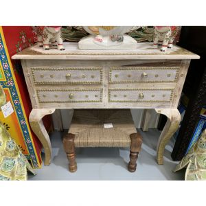 Designer White Console Table with 4 Drawers