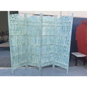 Distress Turquoise 4 Panel Partition