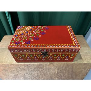 Red Hand Painted Wooden Box