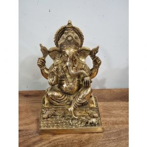 12" Brass Ganesha Square Base