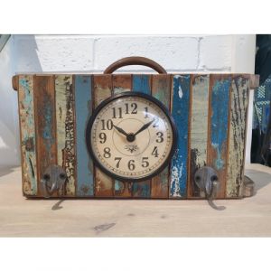Reclaimed Wood Clock with Hooks