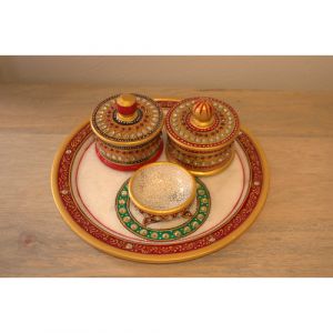 Traditional Marble Round Thali Set