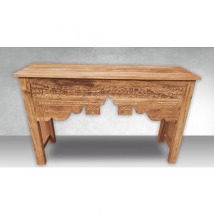 Hand Carved Natural Wood Console Table 