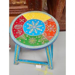 Hand-Painted Stool (Blue)