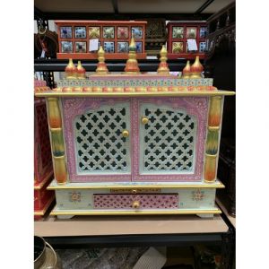 Turquoise Hand Painted Temple with Doors (Medium)