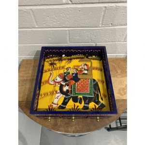 Wooden Elephant Tray with Drawers-Elephant Pair